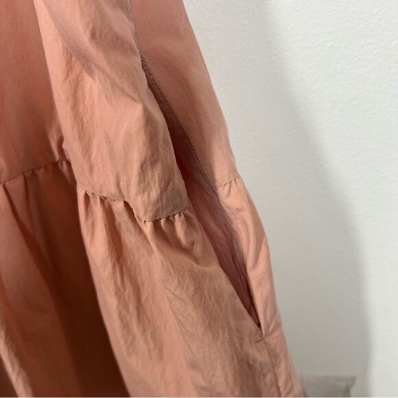 CO Women’s Size Large Dusty Pink Crew Neck Bubble Sleeve Tiered Maxi Dress - Picture 8 of 12